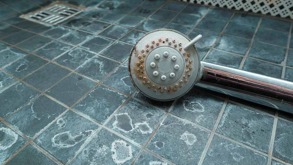 Yellowish, stained showerheads