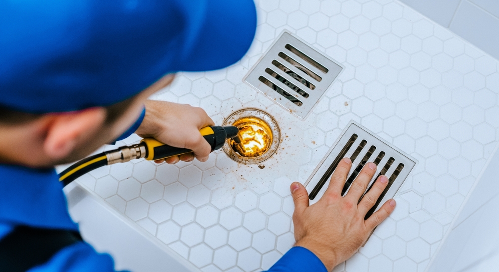 A,Skilled,Plumber,Utilizes,A,Hydro,Jet,To,Effectively,Clean skilled plumber utilizes a hydro jet to effectively clean a clogged drain
